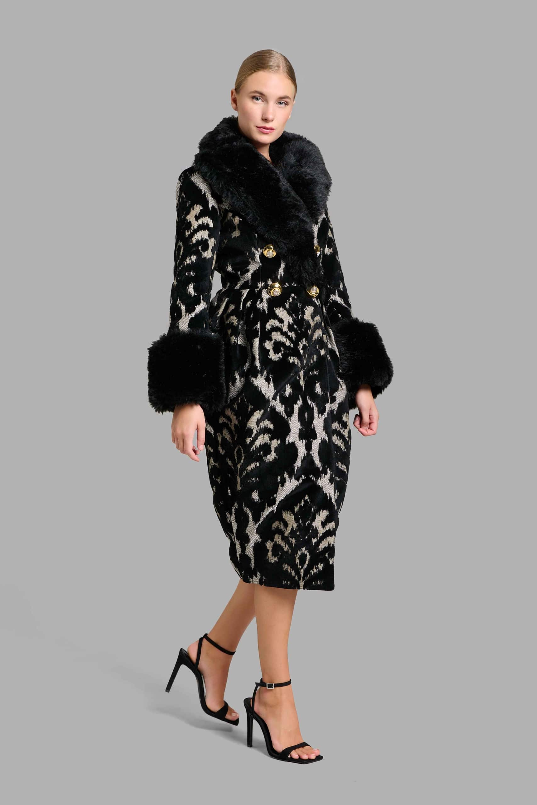 Black & White Printed Coat