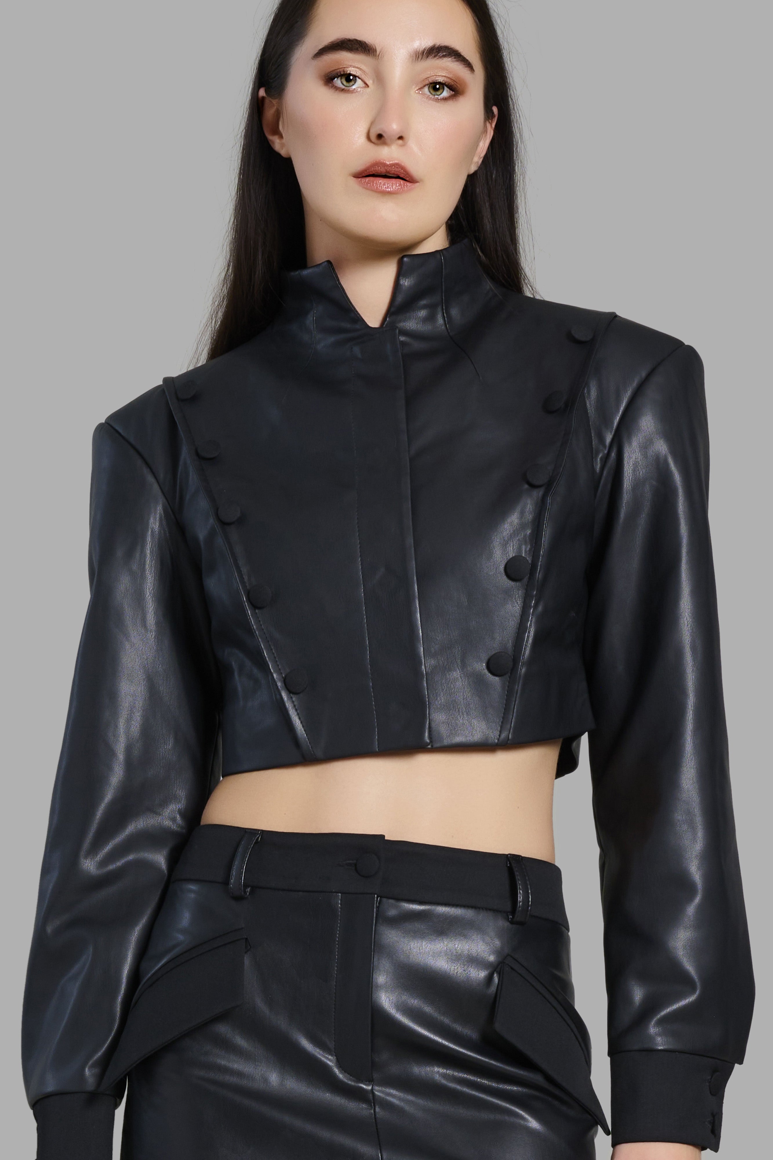 Black Faux Leather Mini Skirt