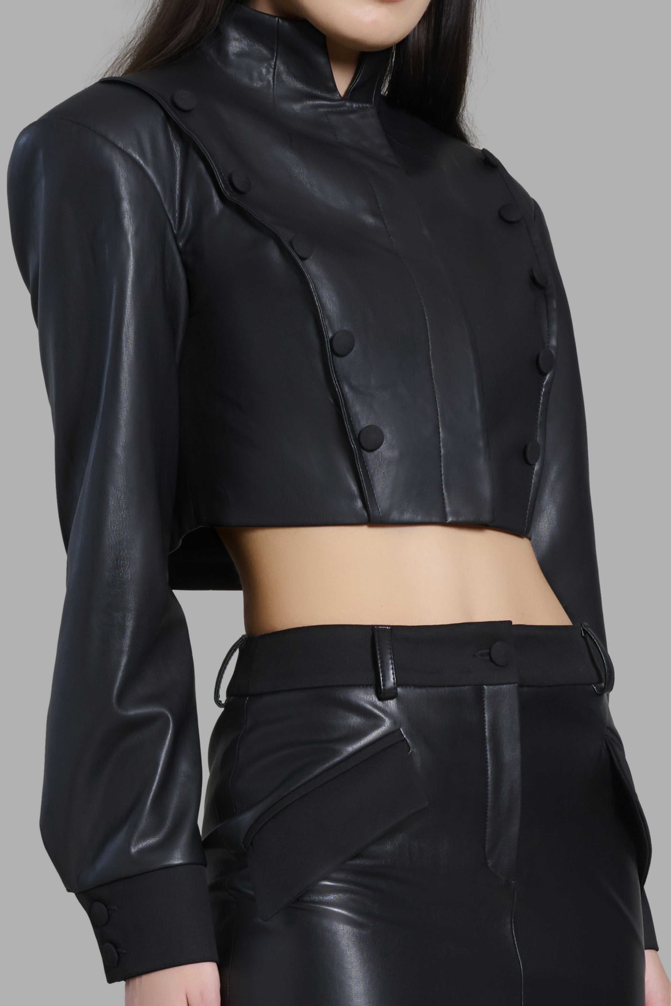 Black Faux Leather Mini Skirt