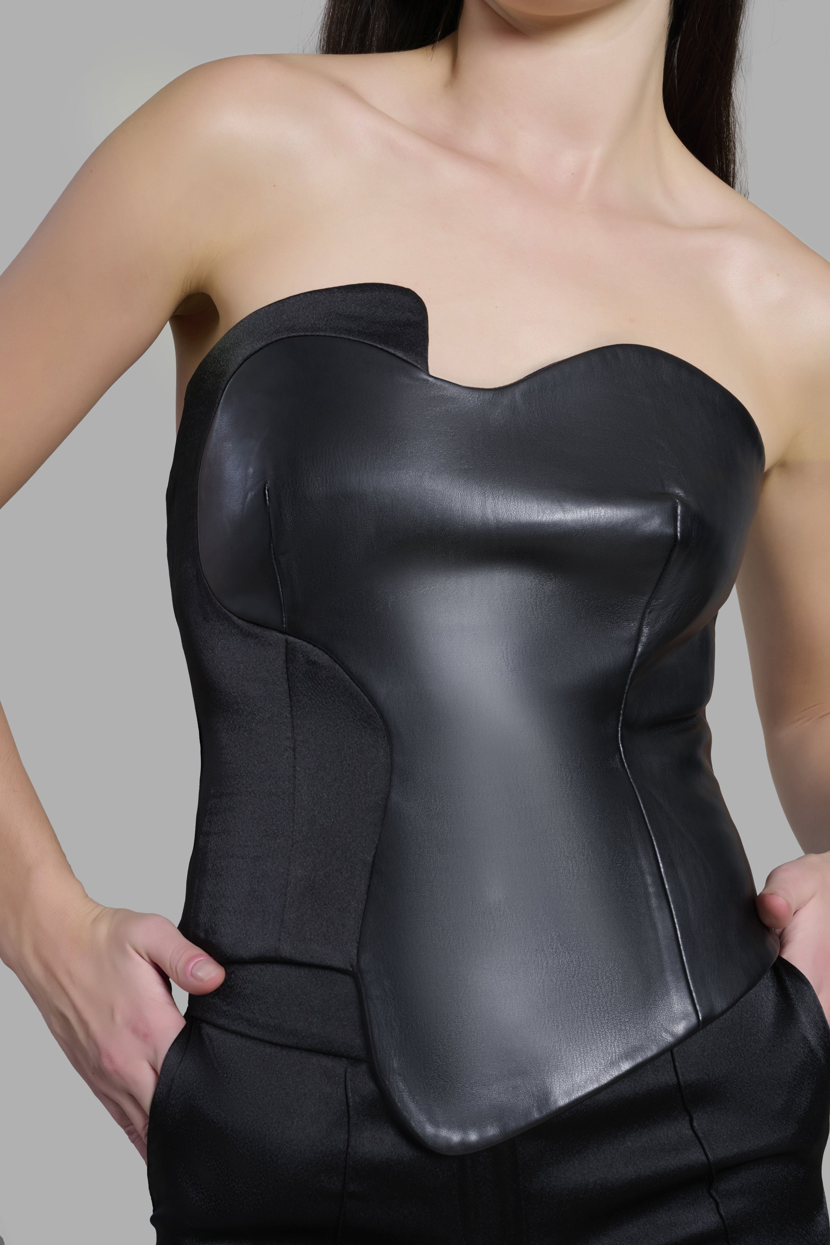 Black Layered Wavy Corset Top