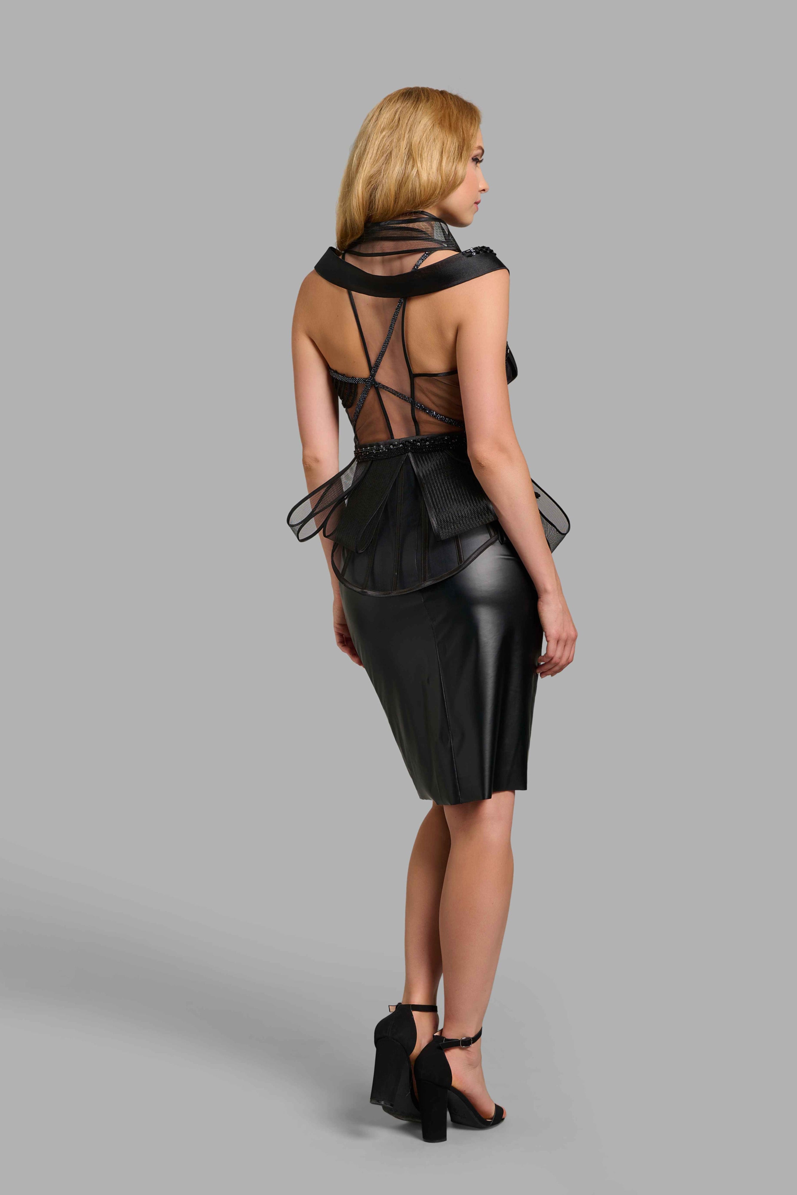 Black Peplum Jacket Skirt Co-Ord