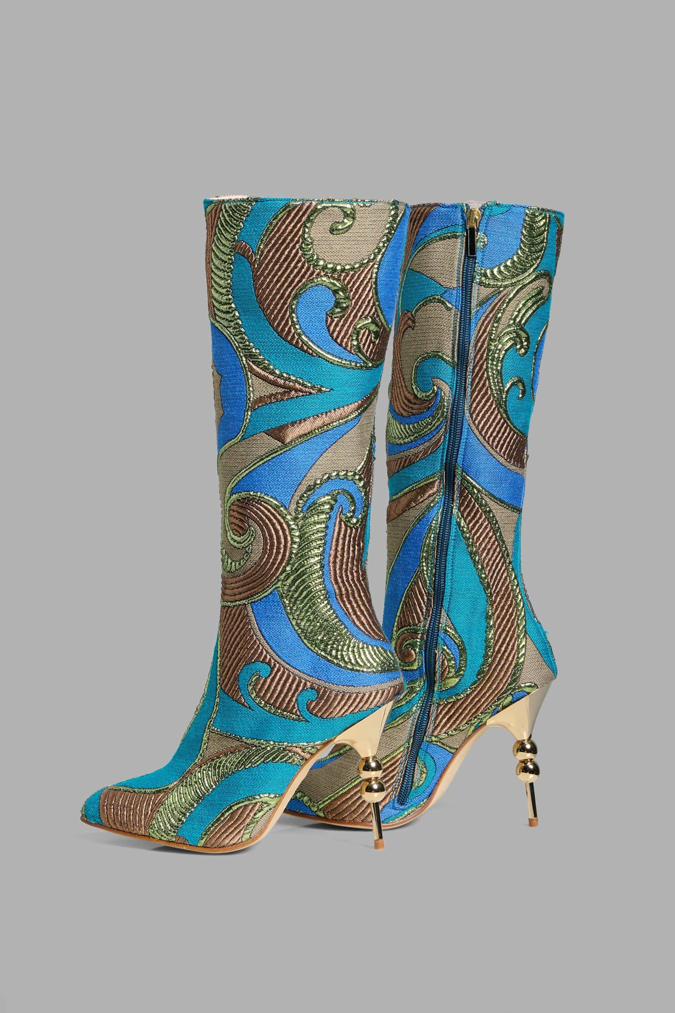 Brocade Blue Boots