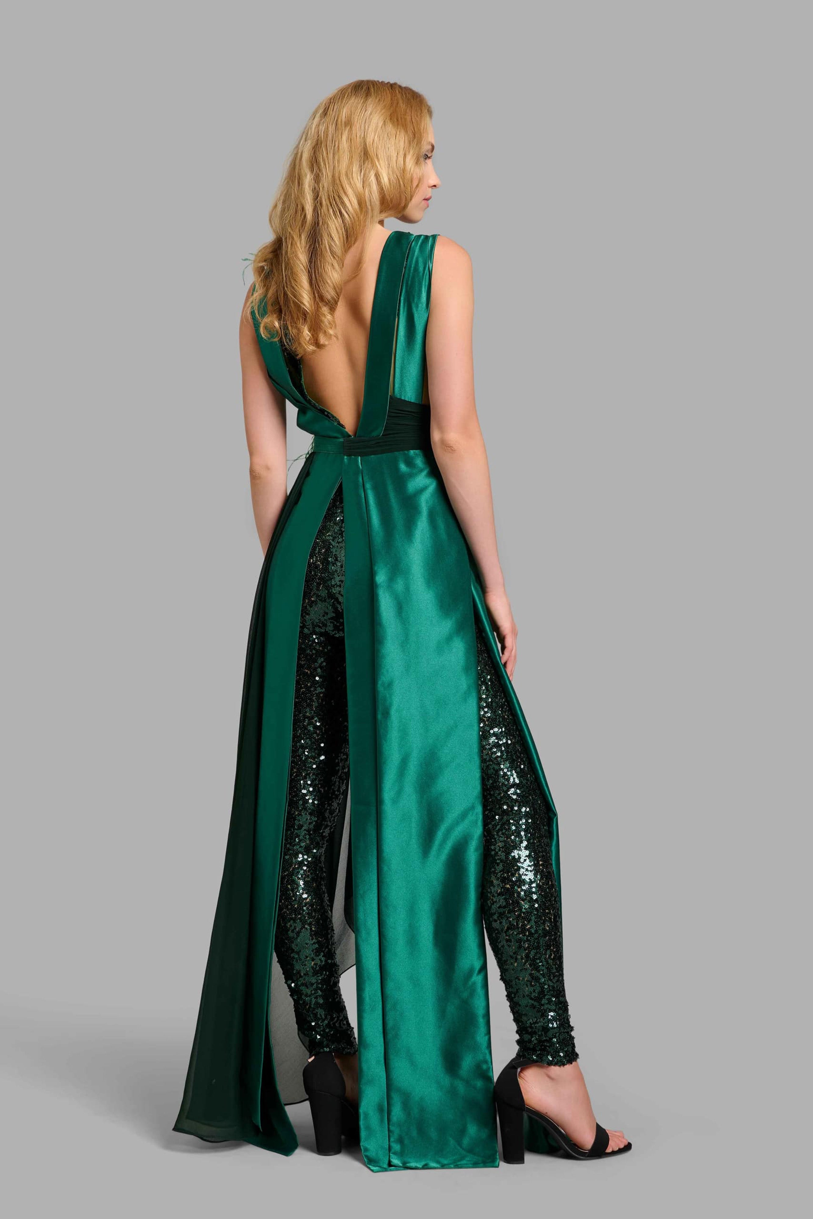 Emerald Green Jumpsuit With Graphic Panelling