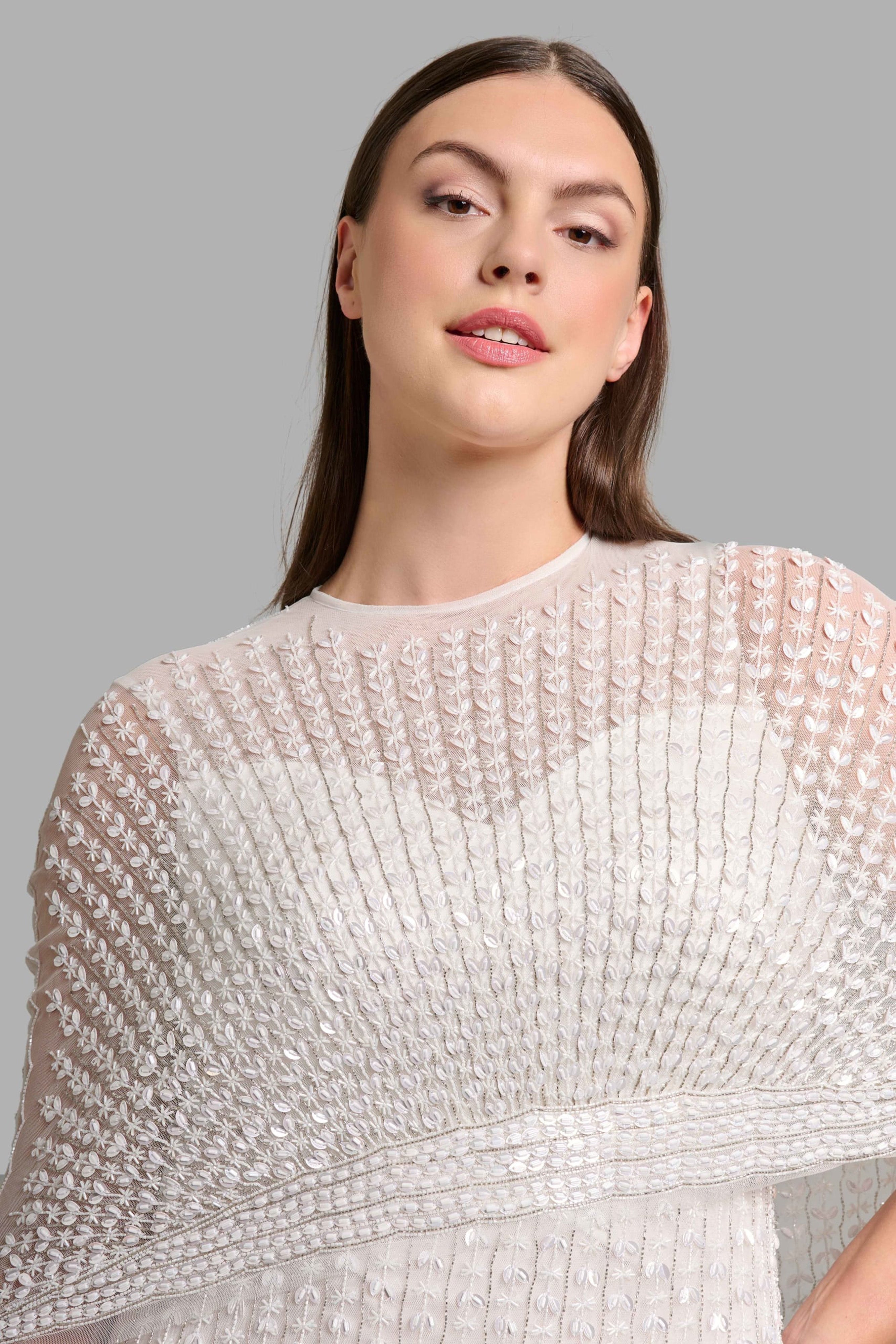 Fitted White Dress in Tulle