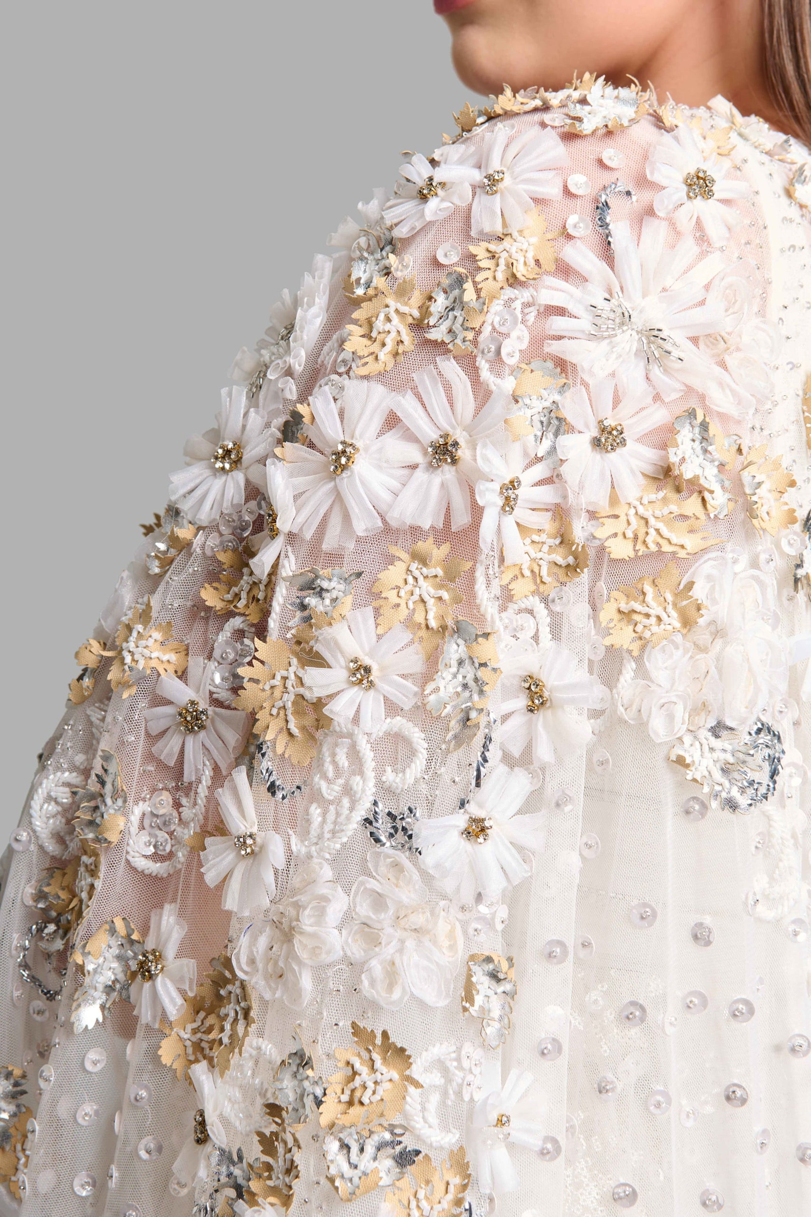 Floral White Dress in Tulle