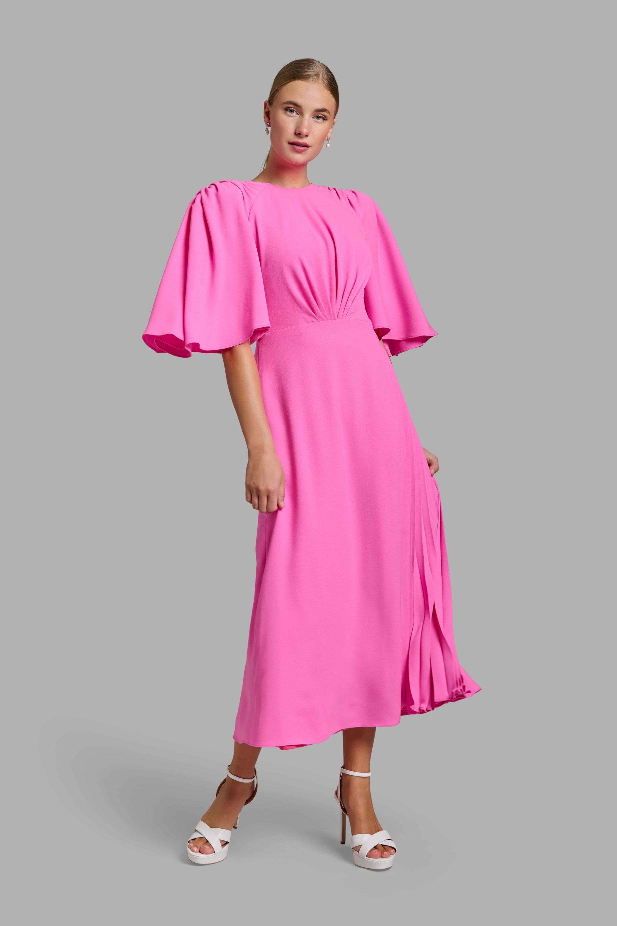 open lace back dress Fuchsia Midi Dress S / Fuchsia