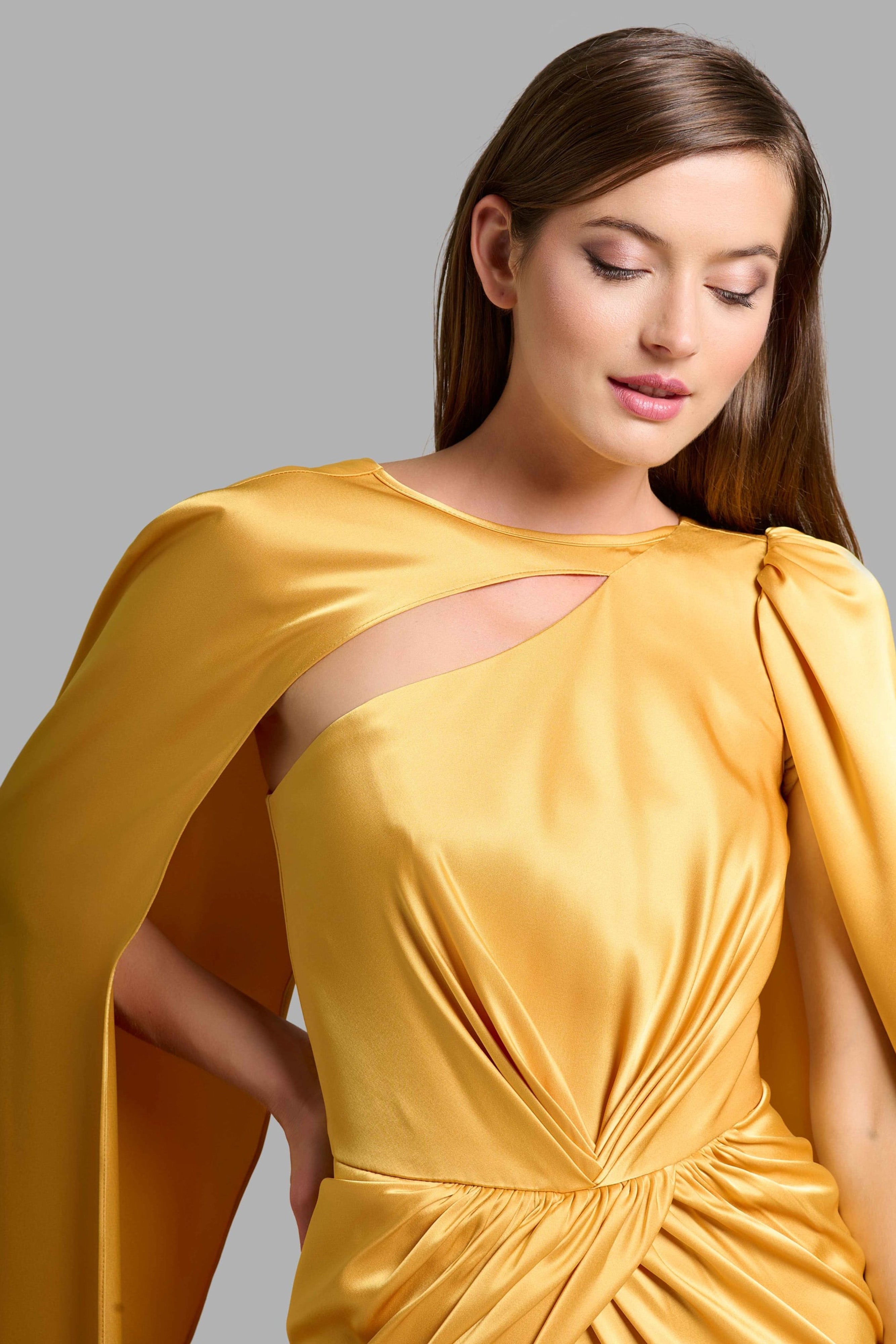 Gold Silk Draped Dress