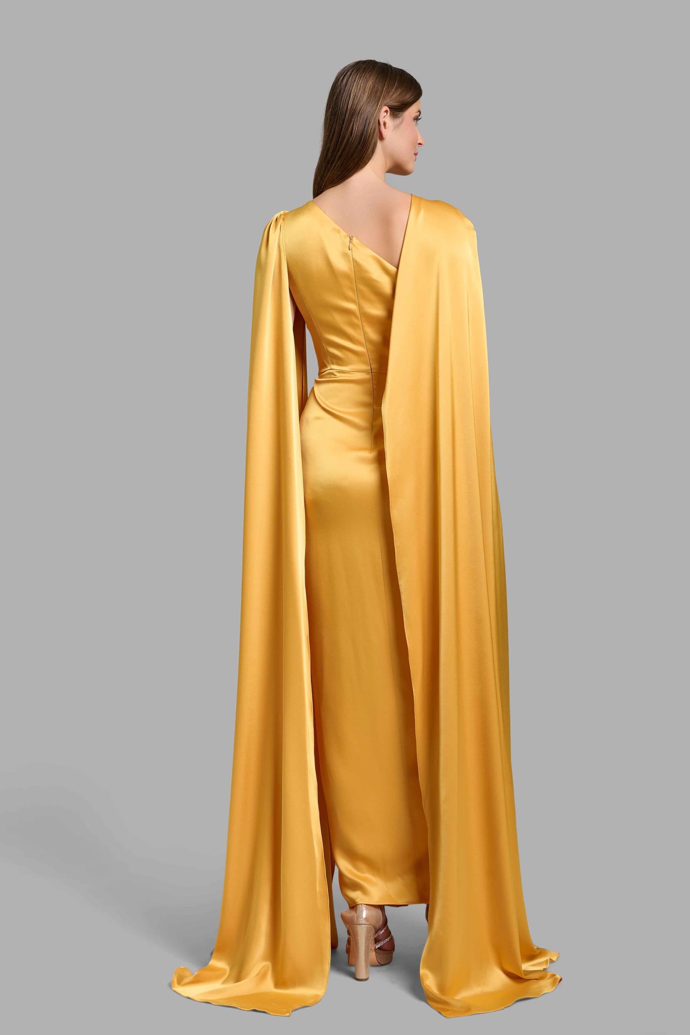 Gold Silk Draped Dress