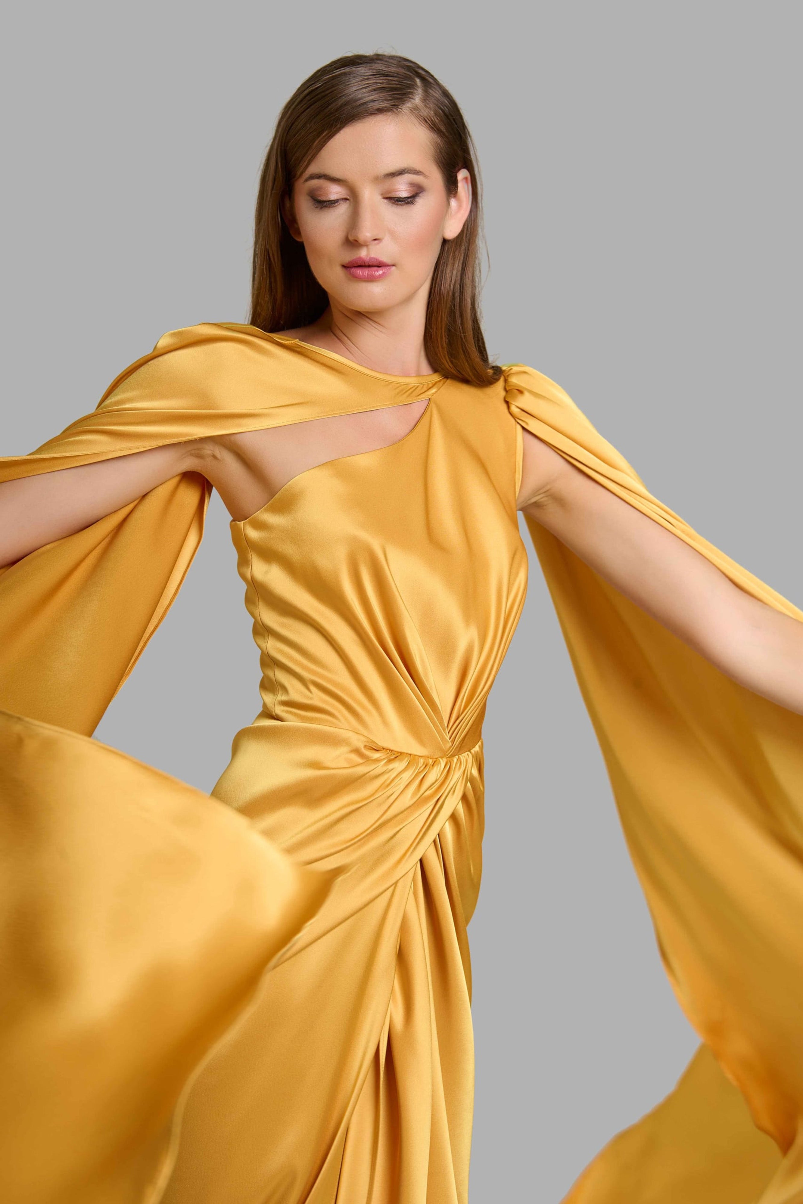 Gold Silk Draped Dress