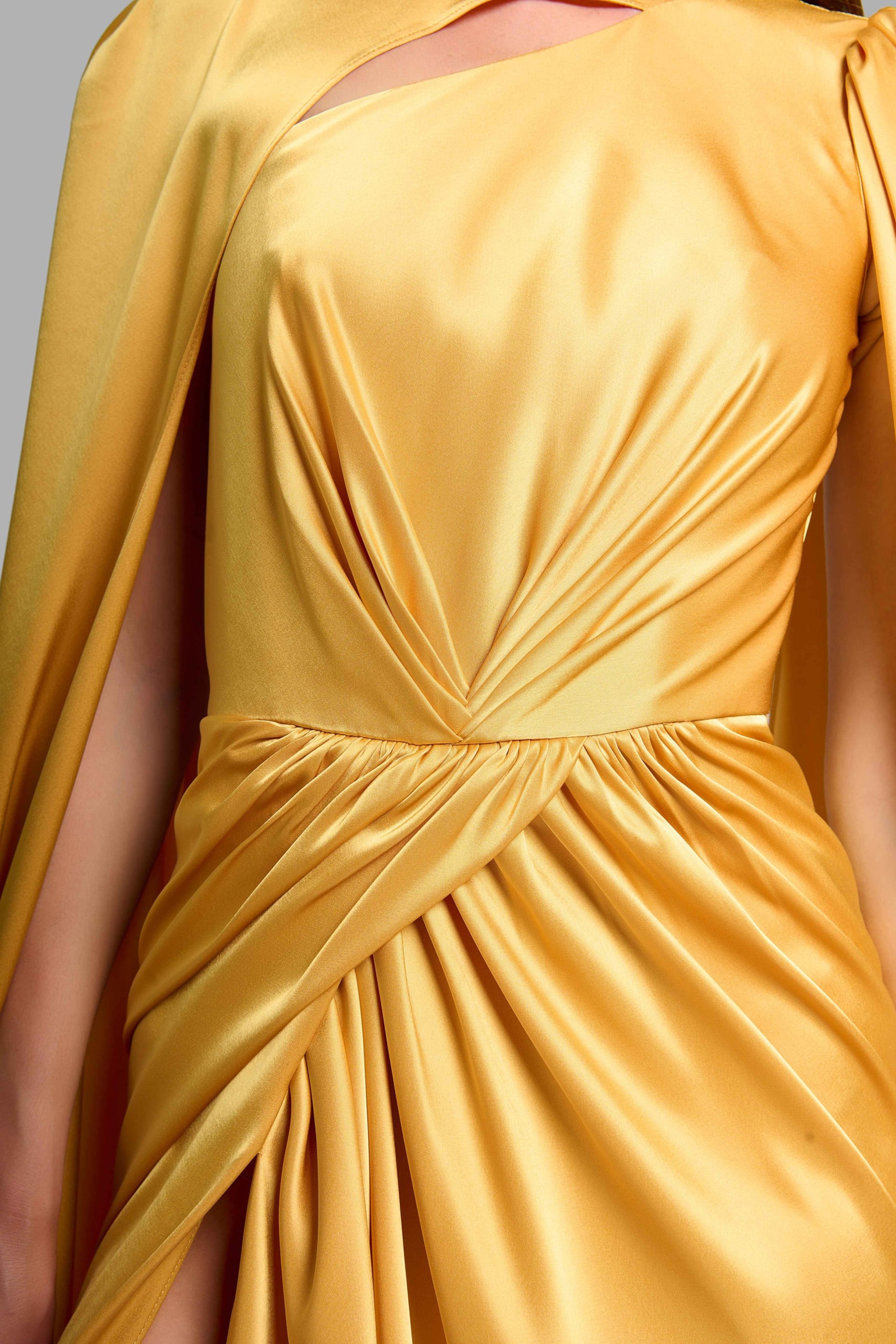 Gold Silk Draped Dress