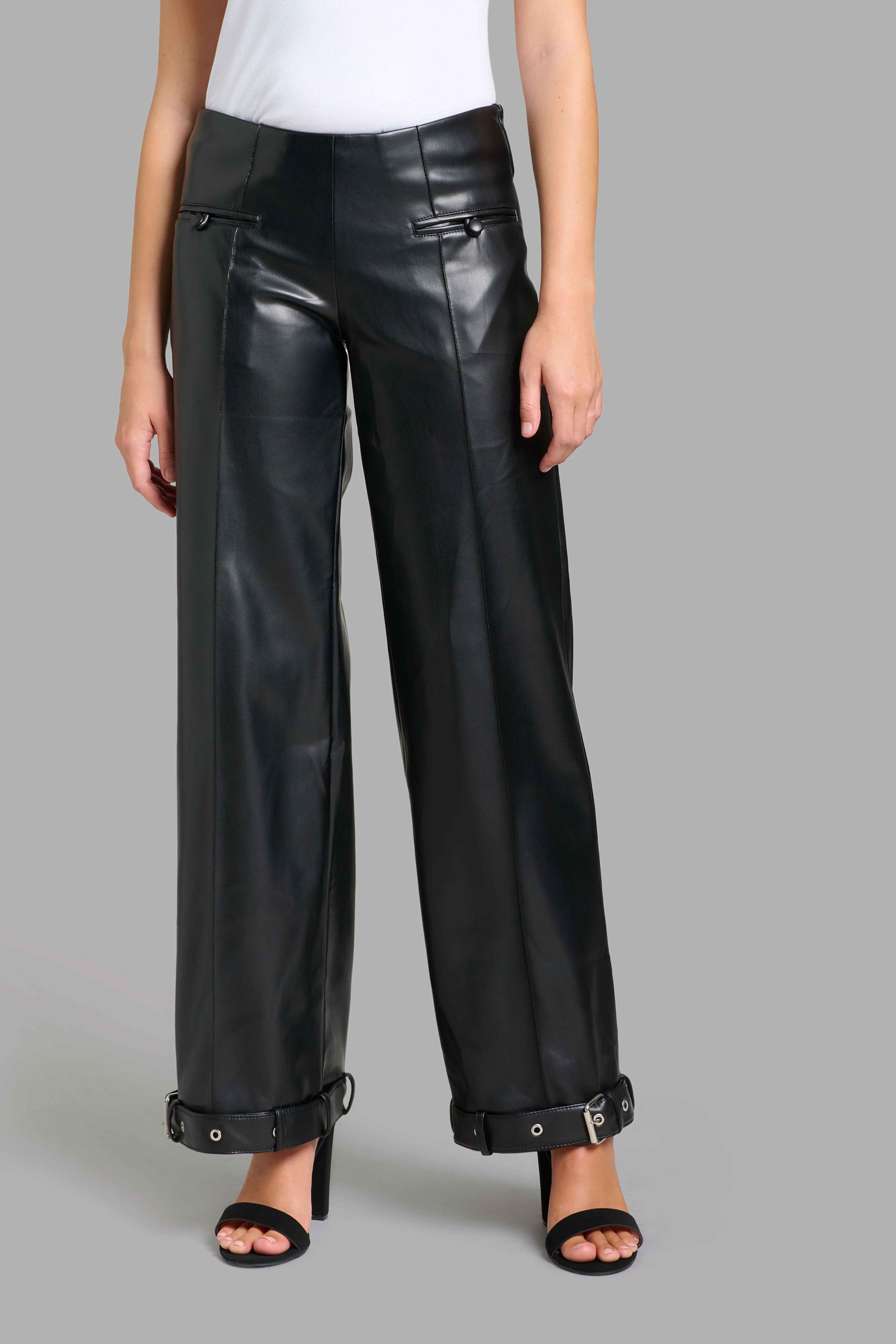 Low-Rise Faux Leather Pants