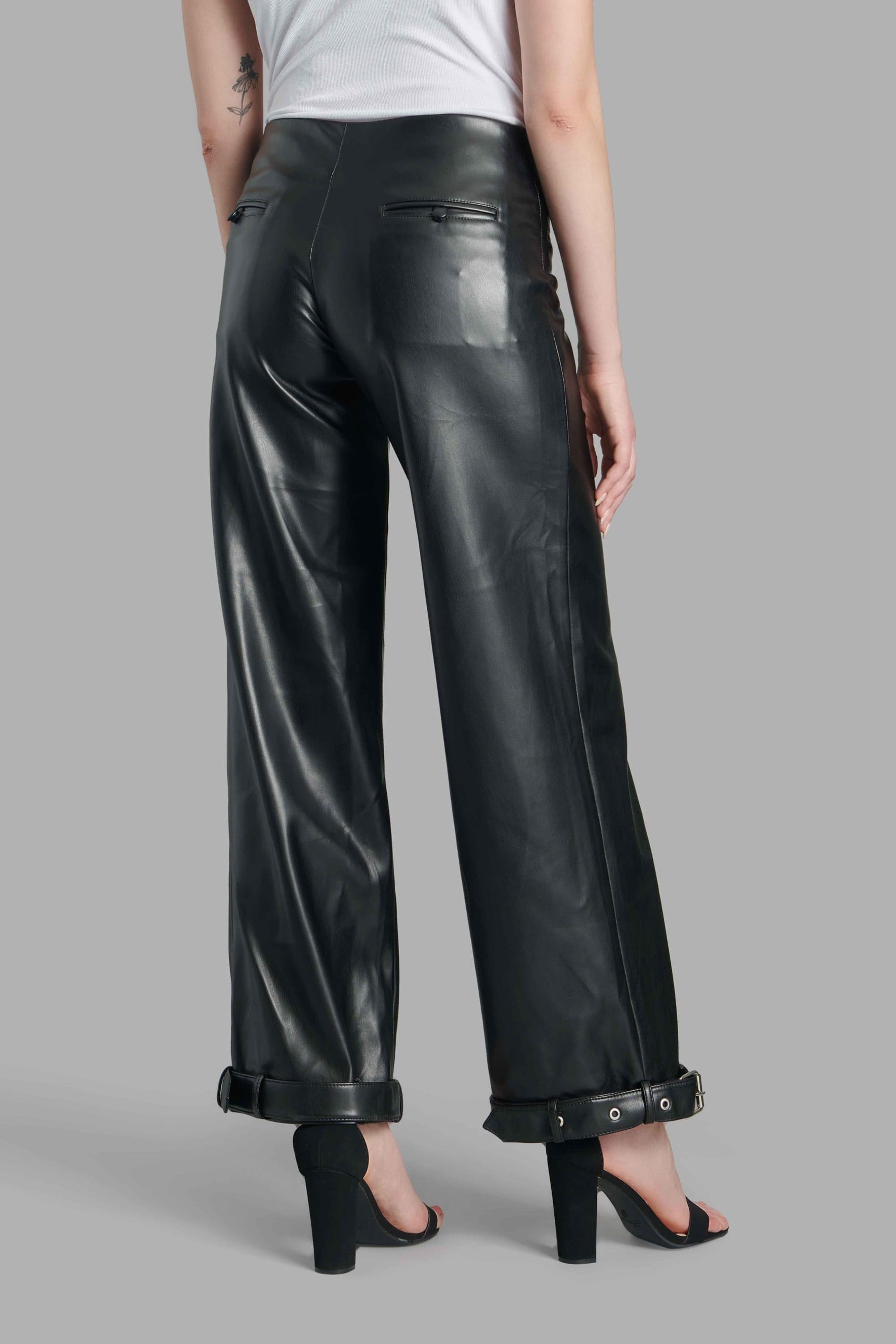 Low-Rise Faux Leather Pants