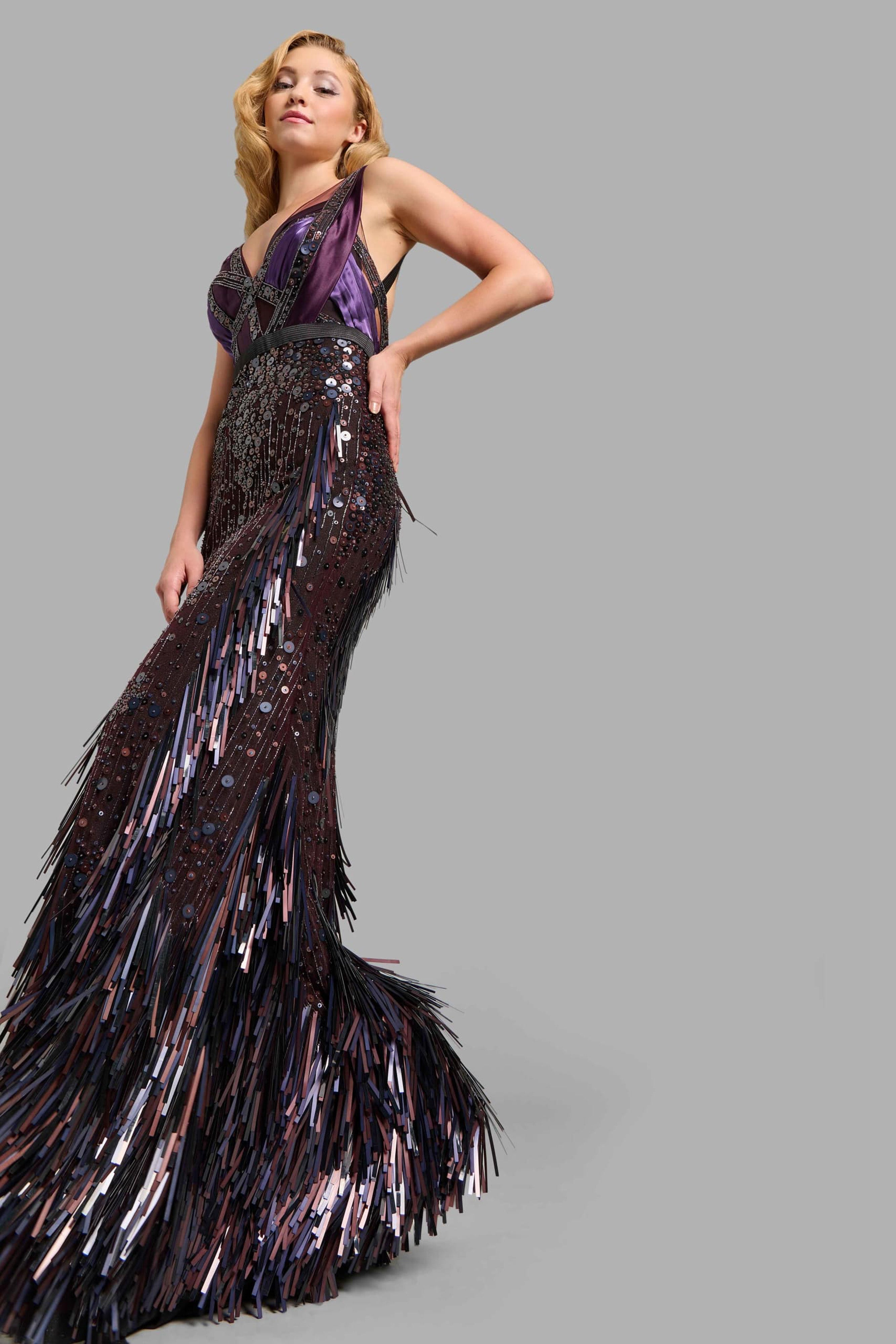 Midnight Amethyst Column Gown
