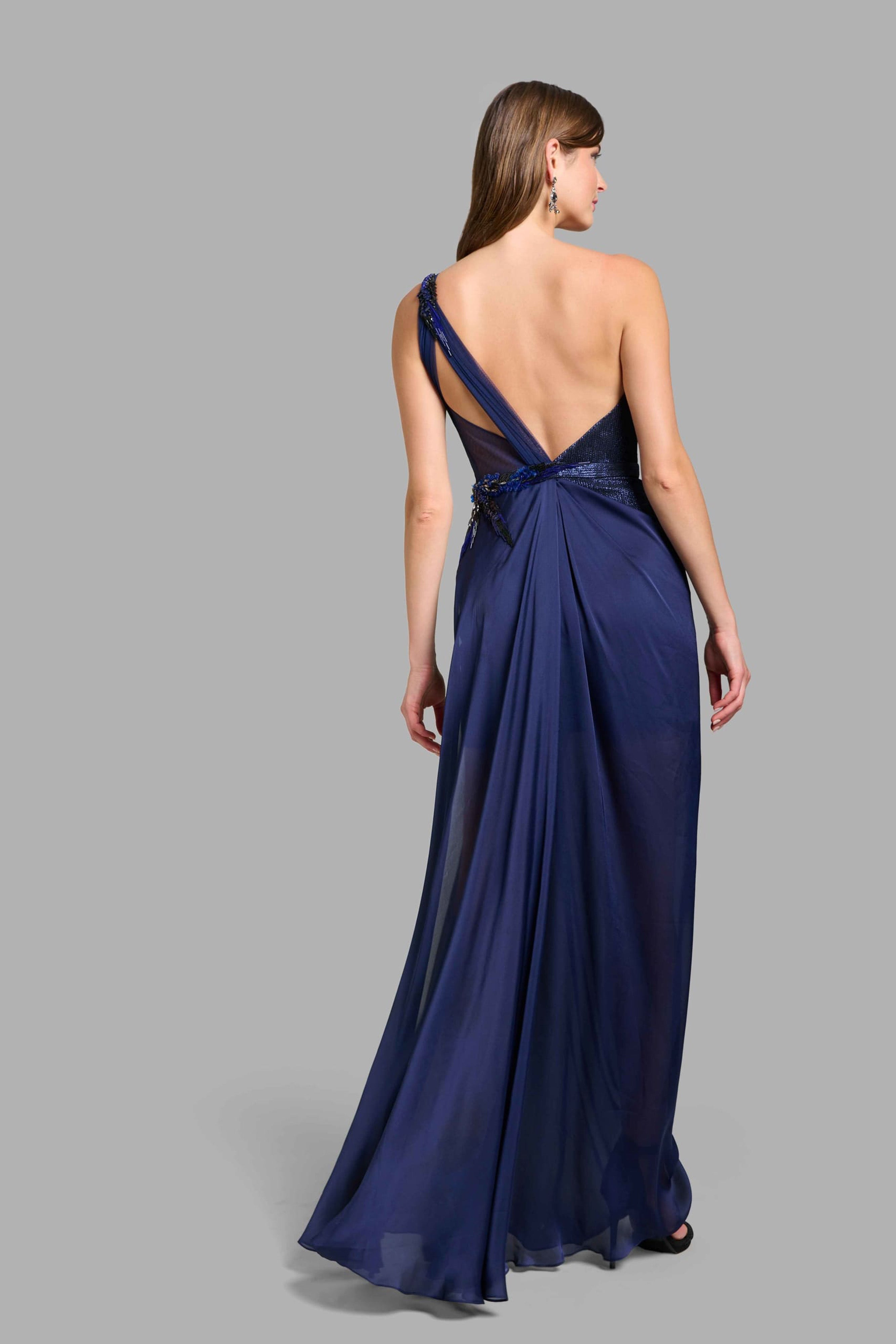 Midnight Blue Draped Cocktail Dress