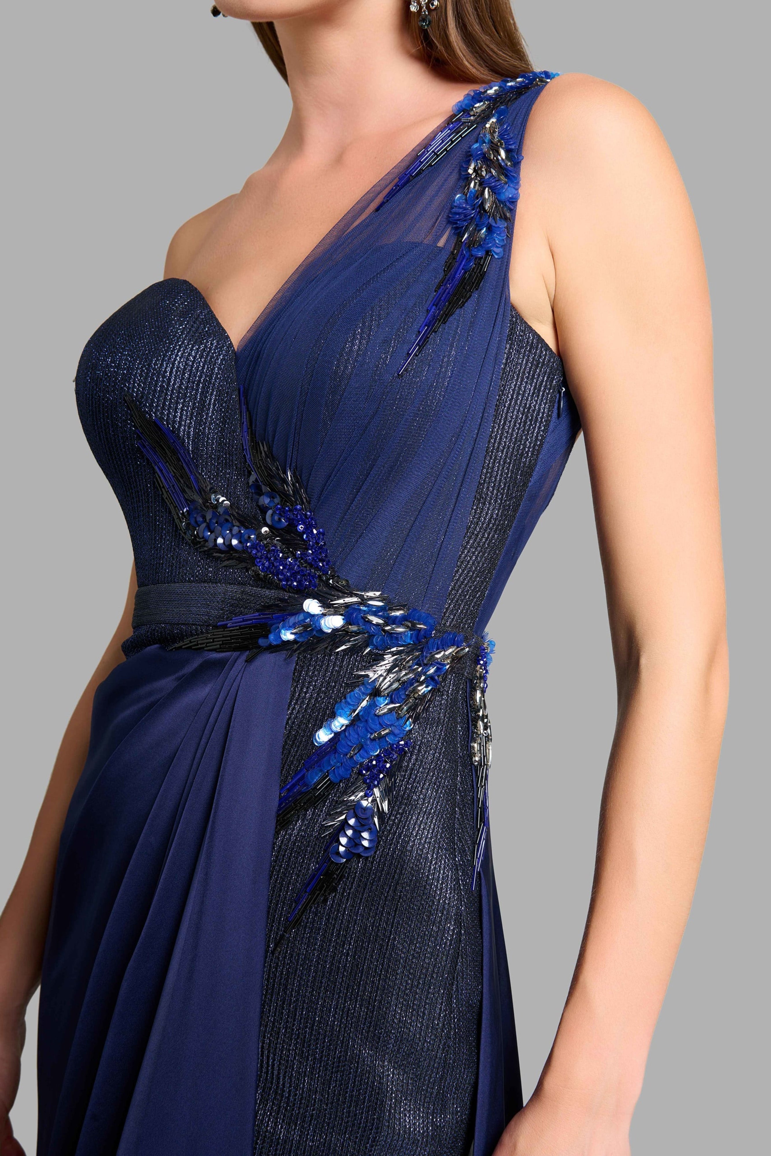Midnight Blue Draped Cocktail Dress