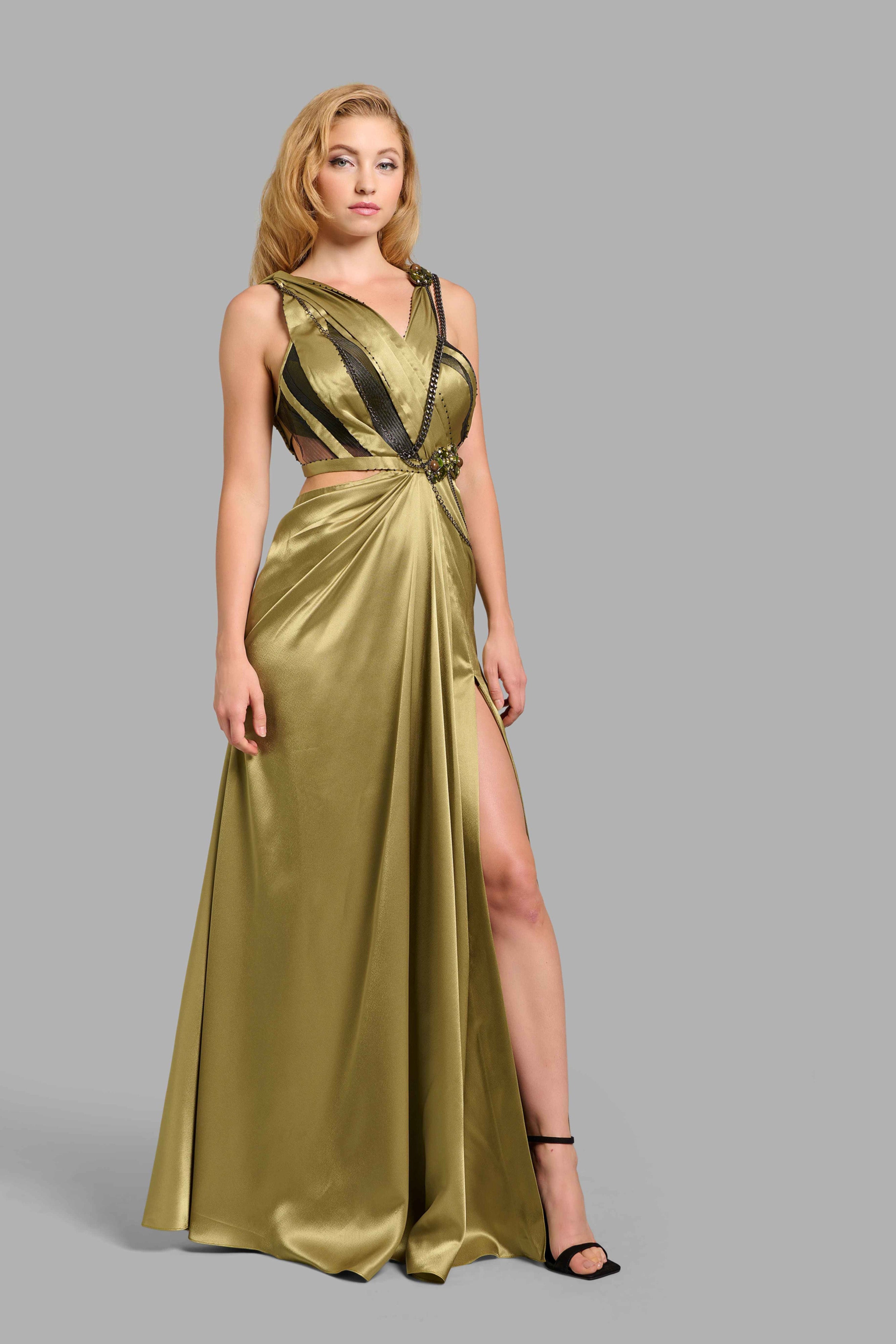 Olive Green Slim Fit Gown