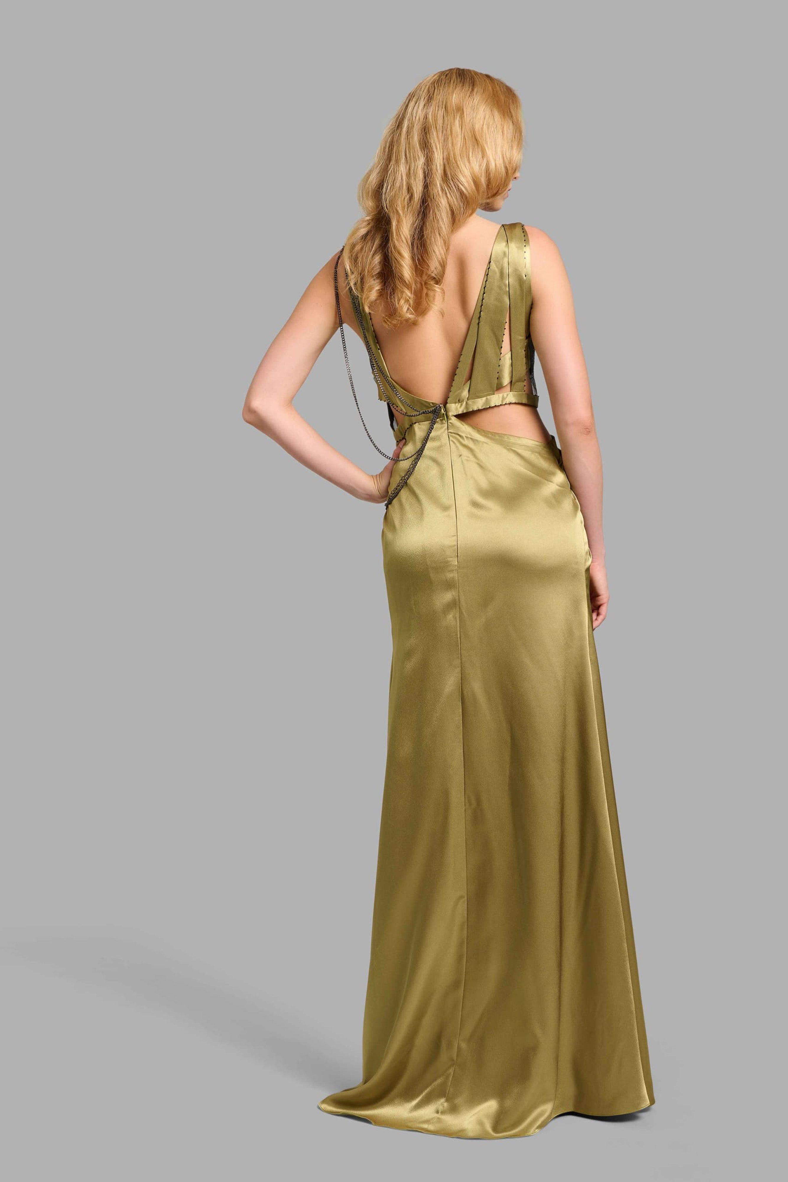 Olive Green Slim Fit Gown
