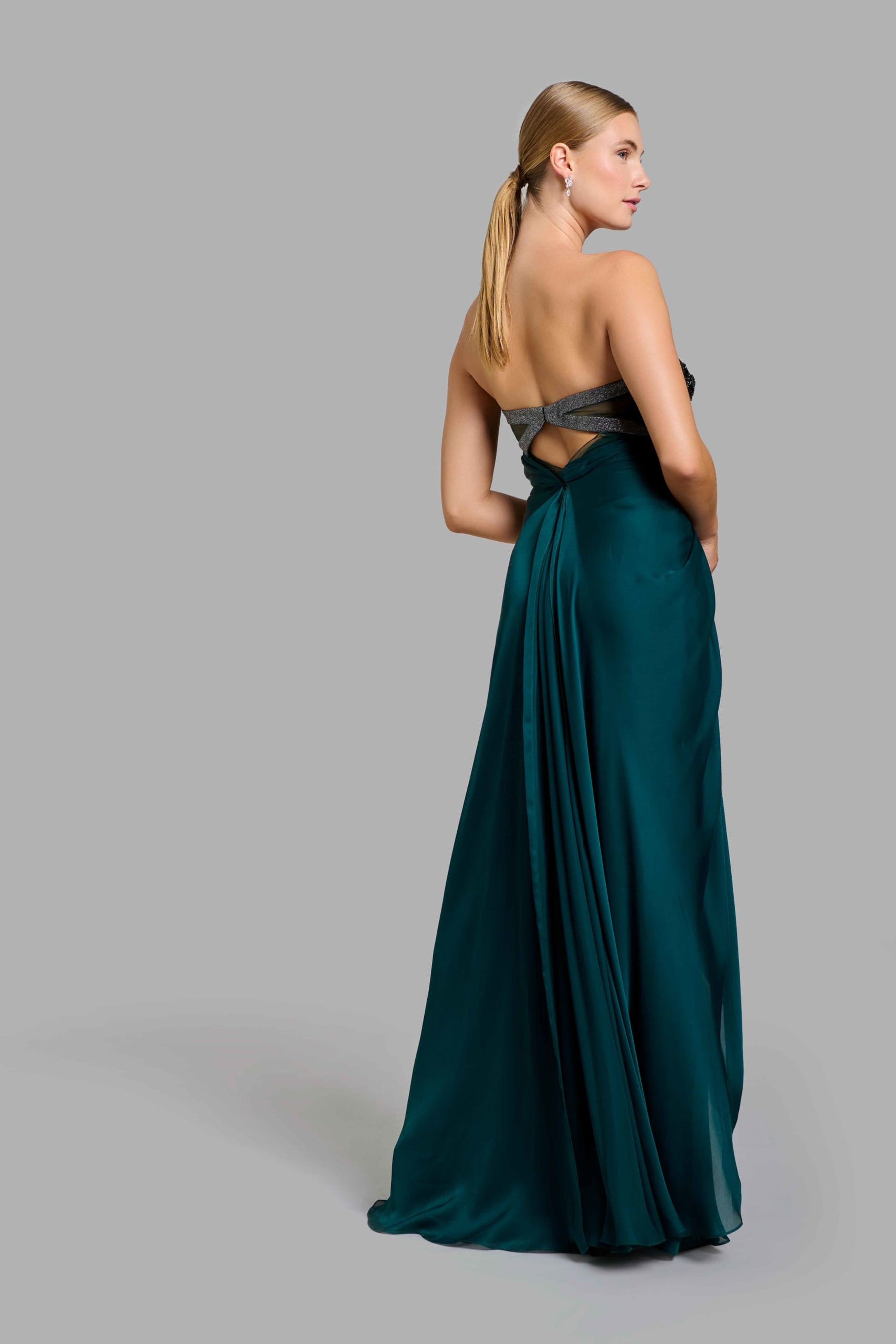 Sacramento Green Draped Column Gown