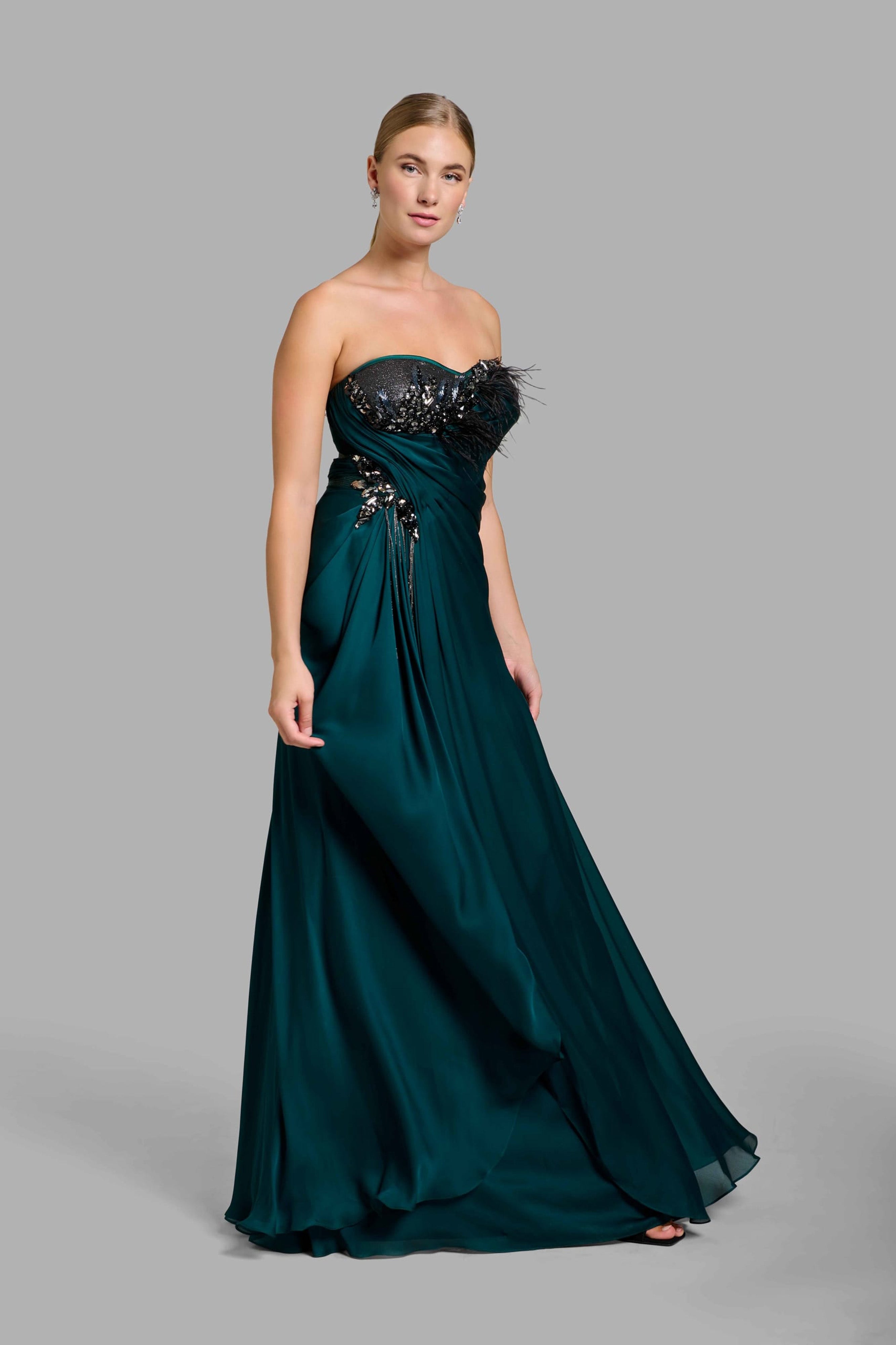 Sacramento Green Draped Column Gown