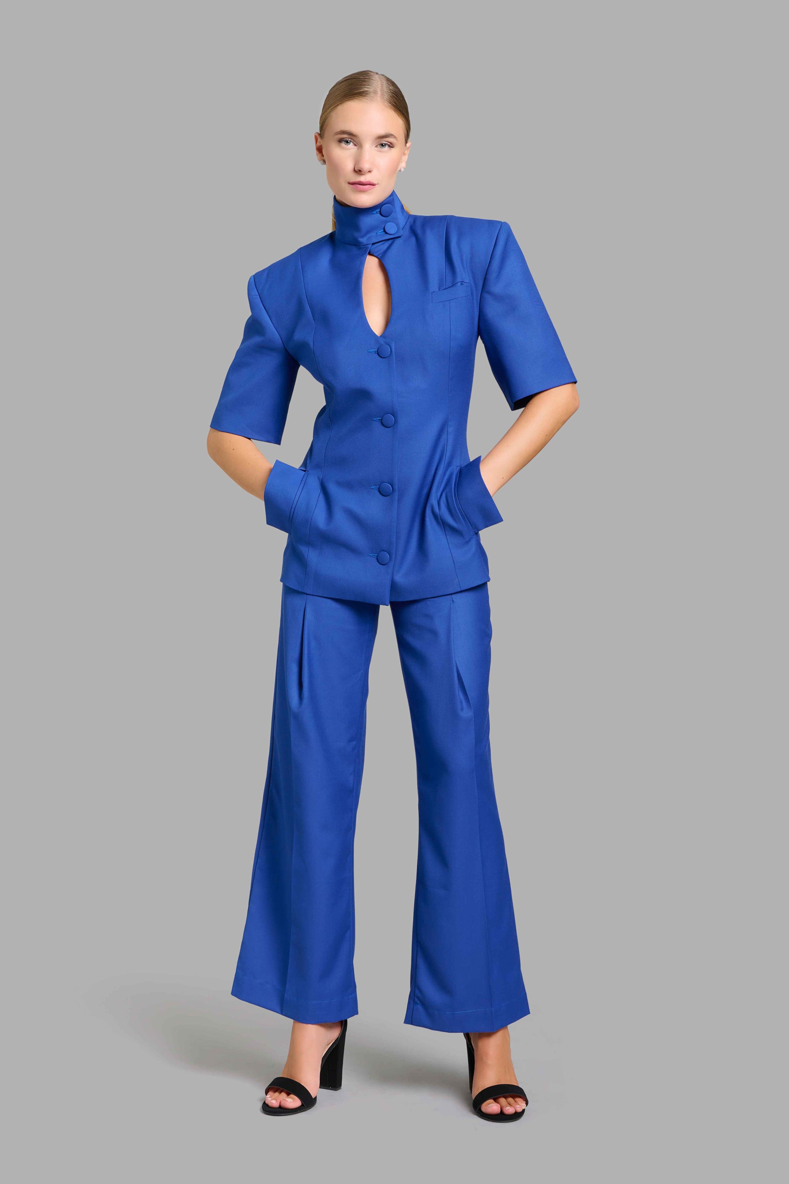 Short-Sleeved Turtleneck Blazer