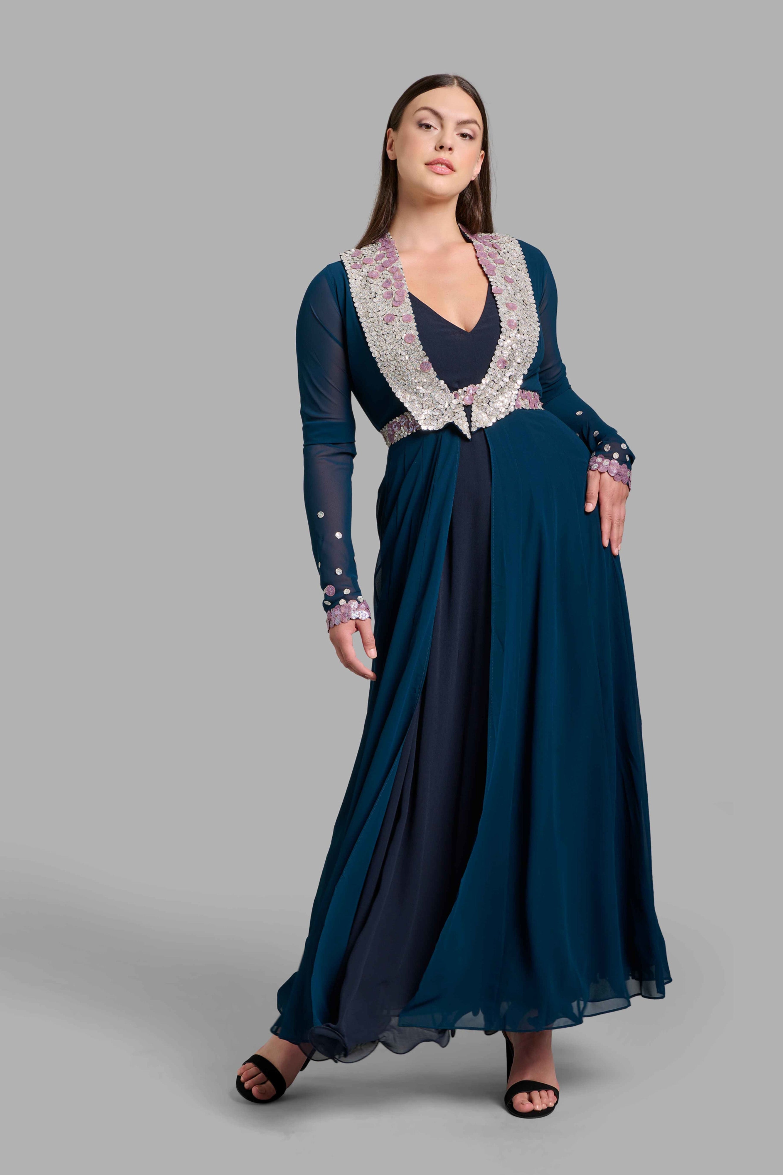 Teal Blue Jacket + Belt Dress