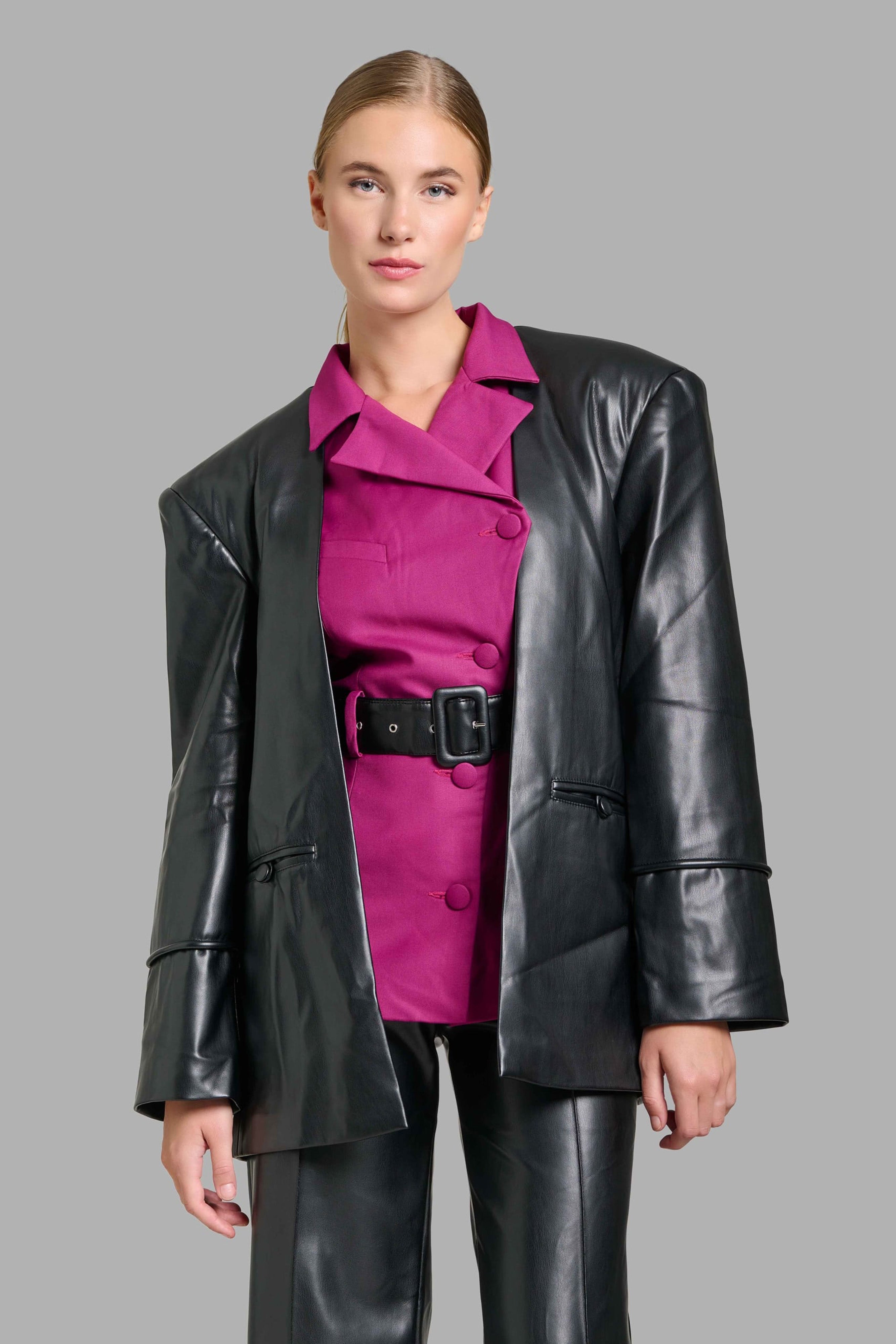 Two Layered Black And Purple Blazer