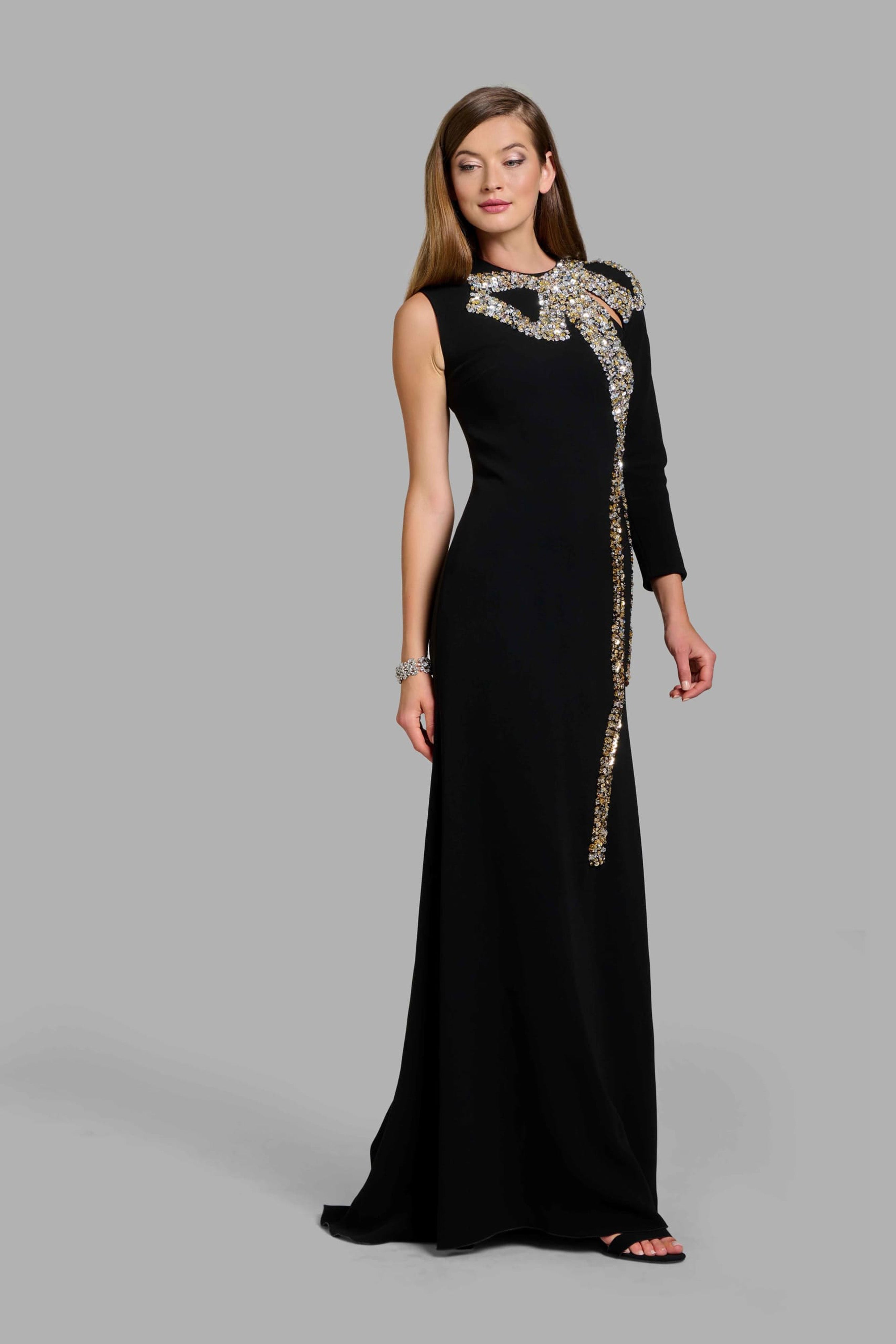 Black Dress with Embroidered Loop