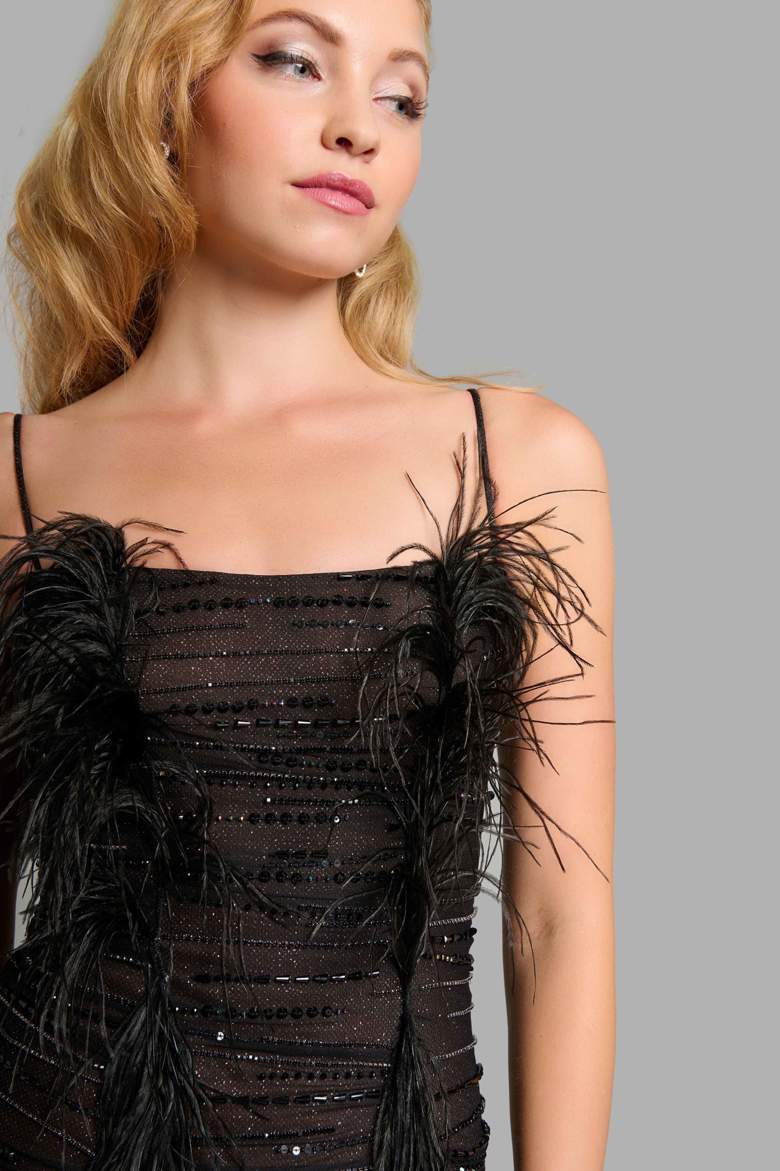 Black Feather Bodycon Dress