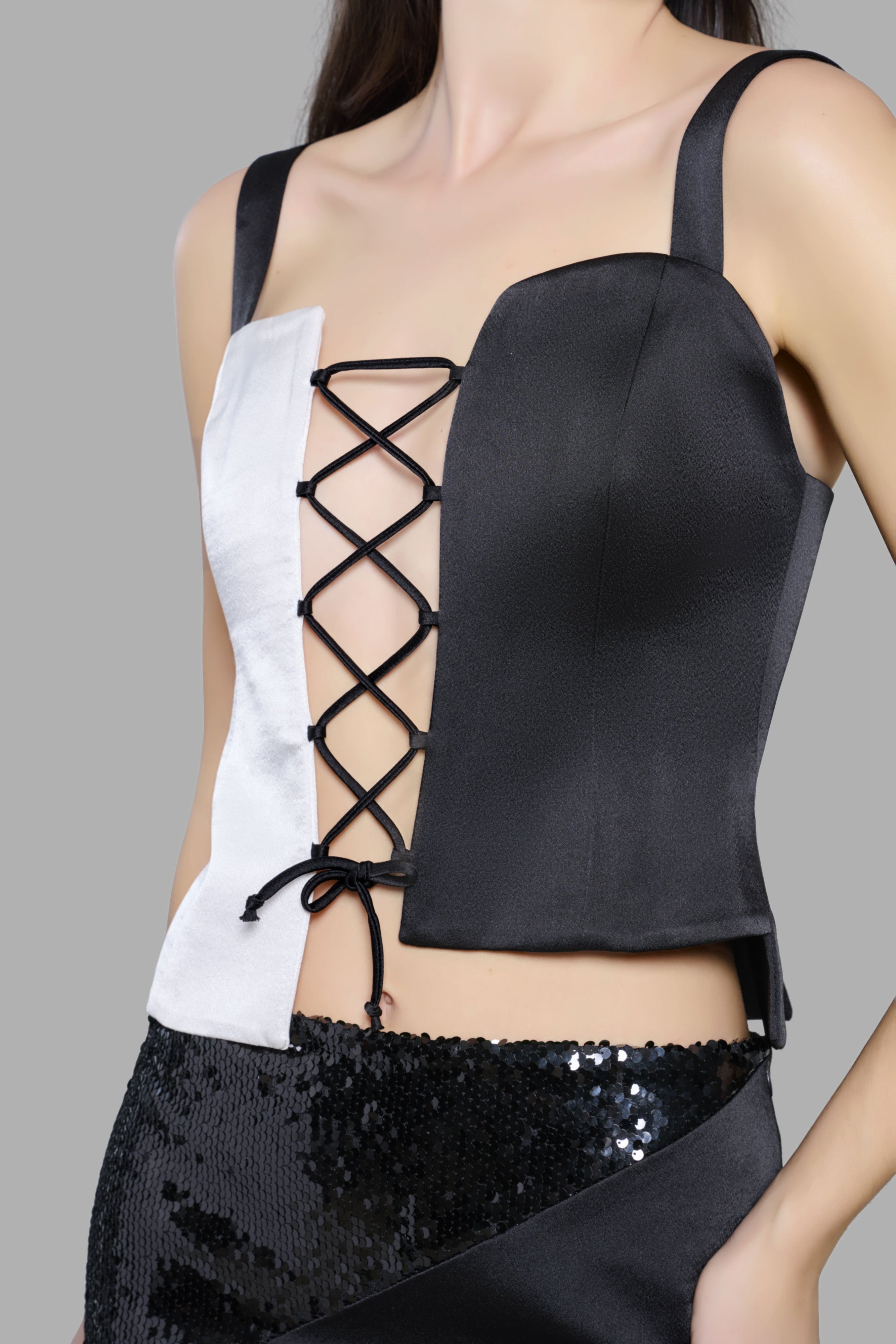 Black and White Corset Top