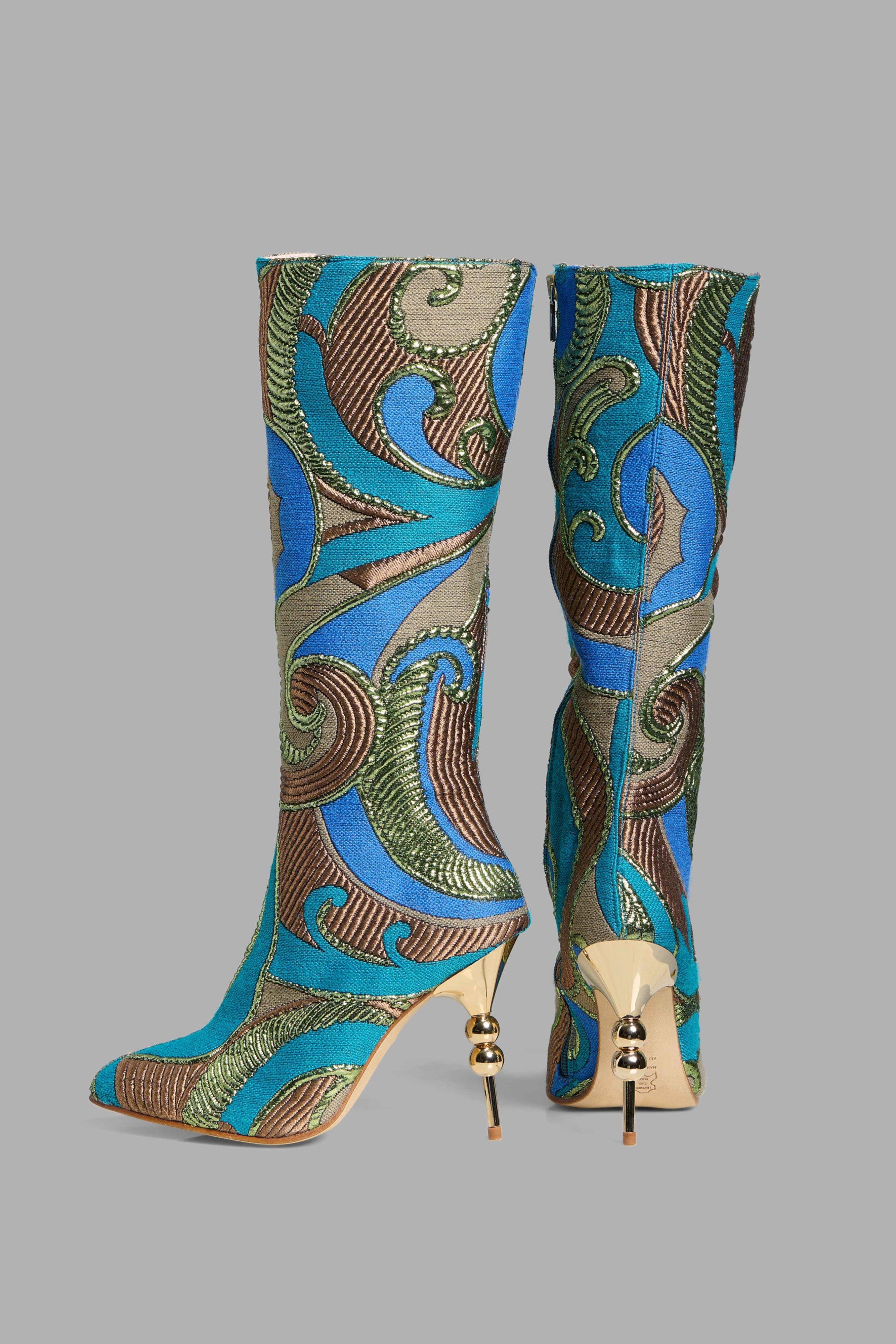 Brocade Blue Boots