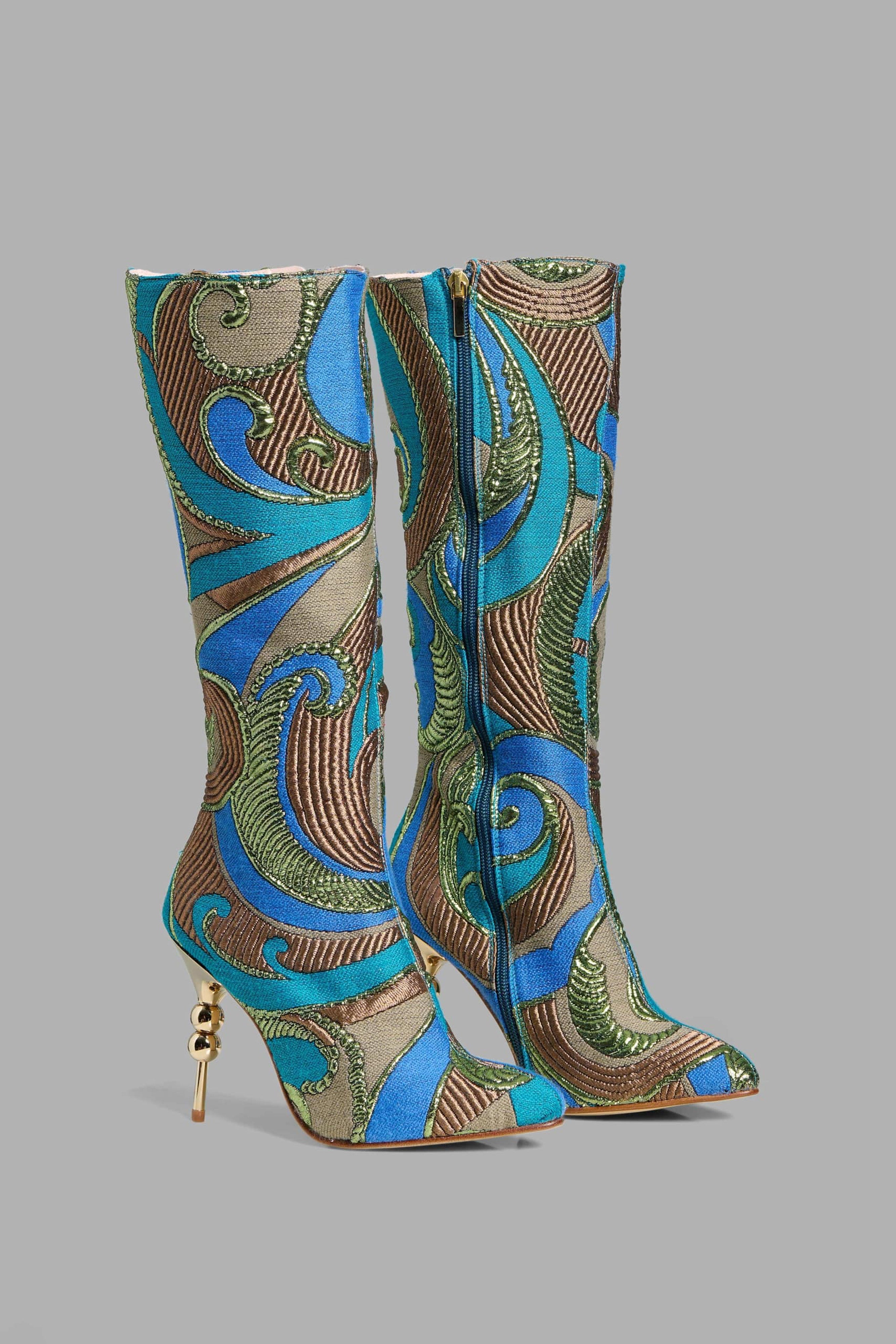 Brocade Blue Boots