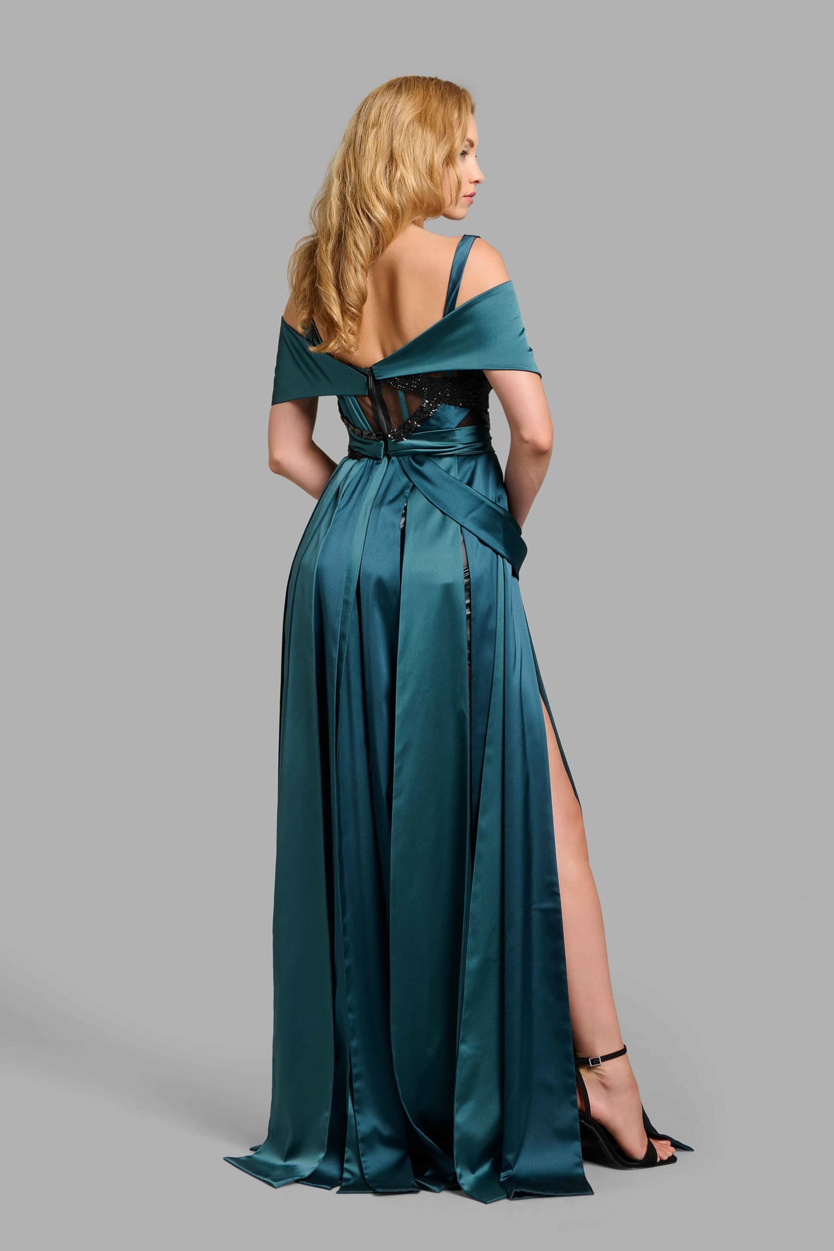 Deep Teal Tuxedo Gown