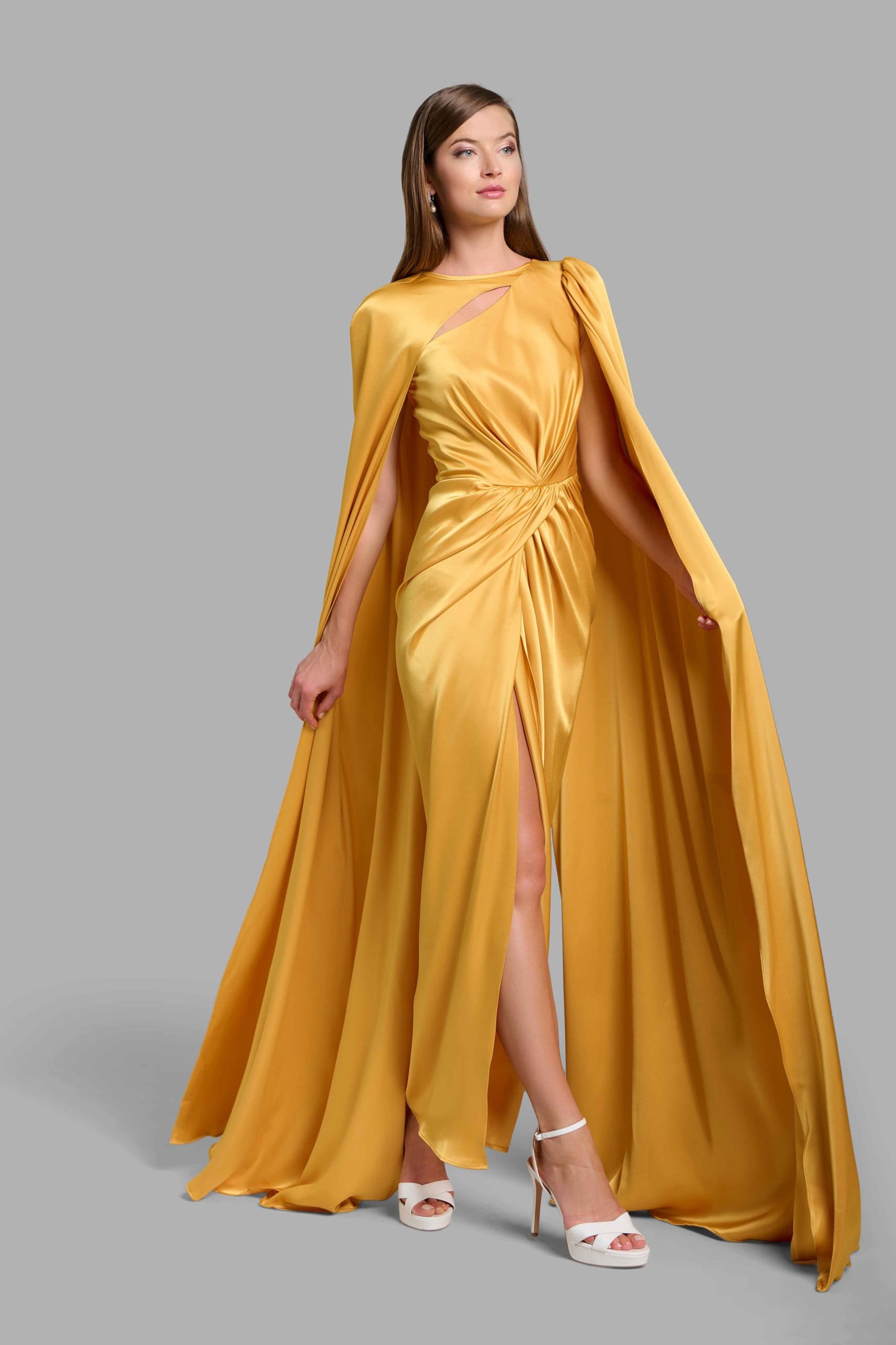 Gold Silk Draped Dress
