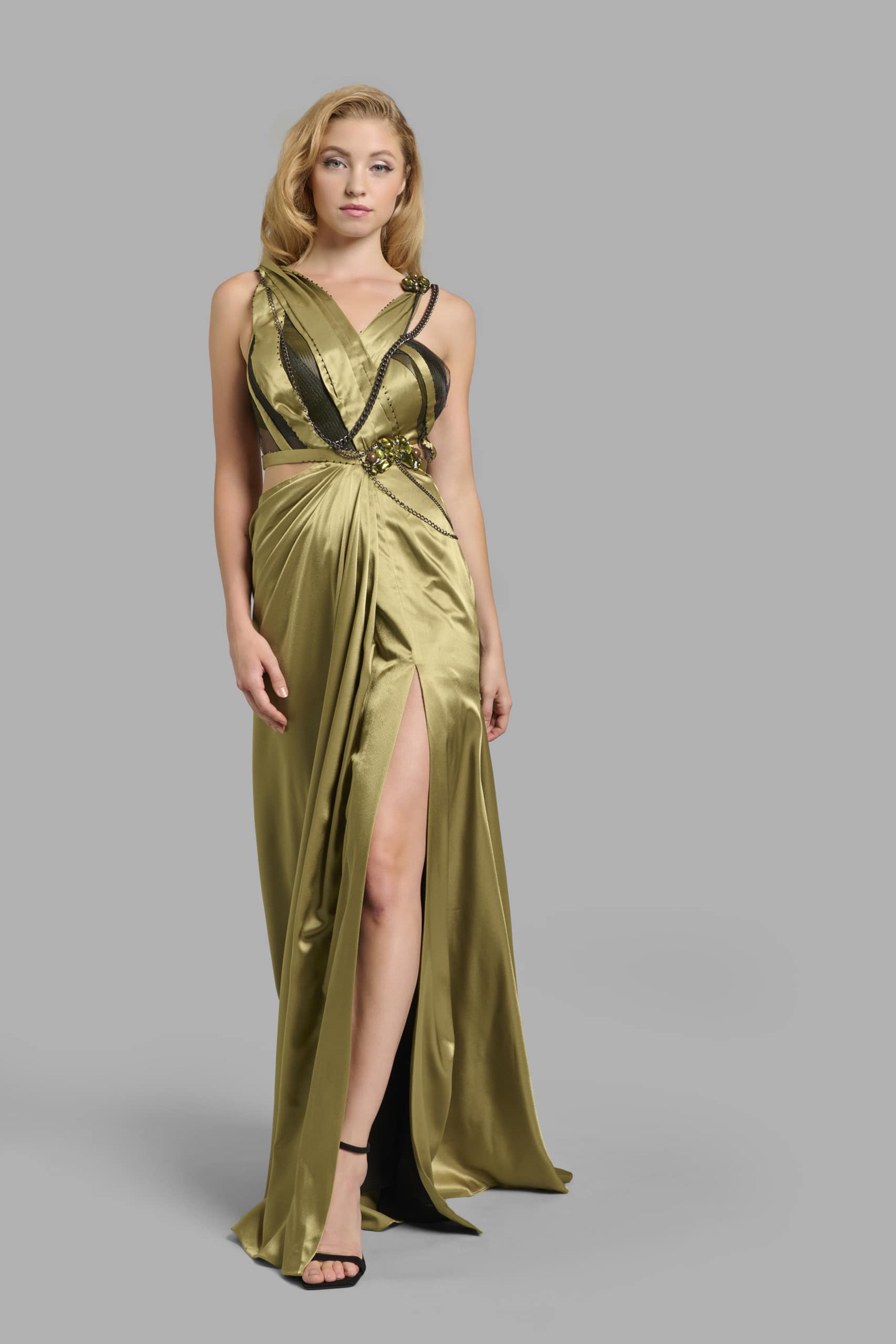 Olive Green Slim Fit Gown